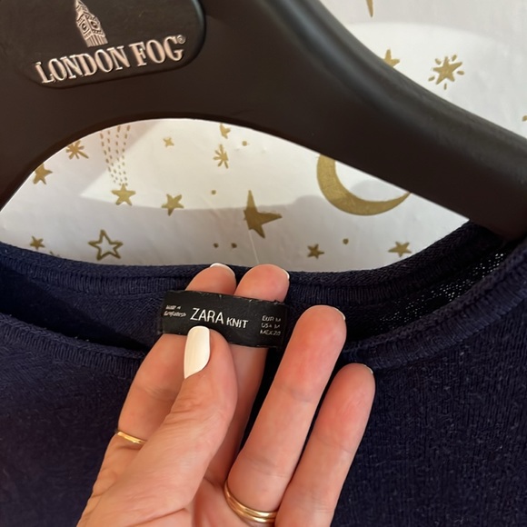 Zara Knit Navy Blue Sweater Dress with Slit Sides - Picture 4 of 5